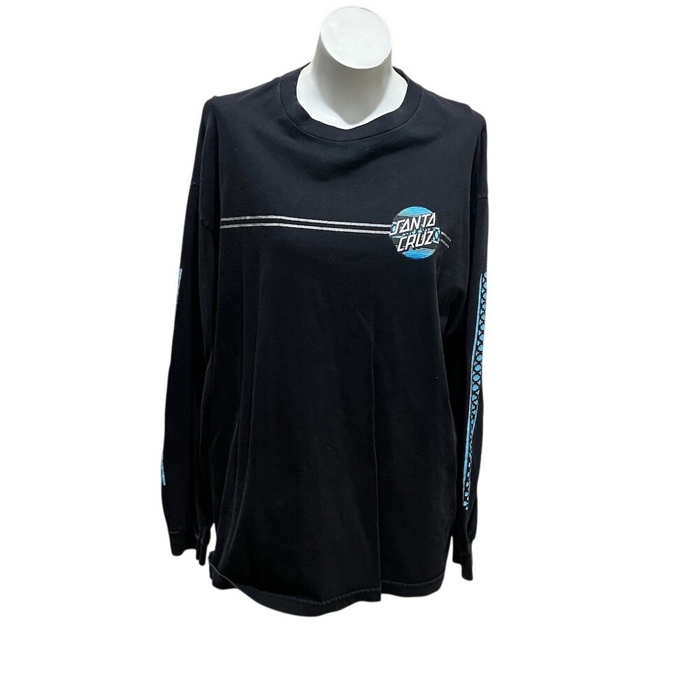 Santa Cruz Long Sleeve Graphic T-Shirt Men's XL Black Blue Wave Dot Logo - Picture 3 of 10